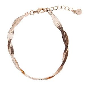 LC Lauren Conrad | 2 Strand Flat Snake Chain Twisted Bracelet Rose Gold Tone NWT